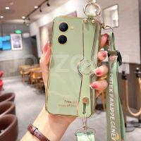 สำหรับ Realme C33 C55 เคส 6D ชุบซิลิโคนอ่อนนุ่ม + สายรัดข้อมือ Crossbody สายคล้องไหล่เคสโทรศัพท์