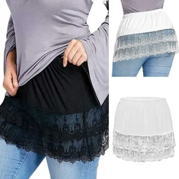 Mini Skirt Shirt Extenders Lace Hollow Stitching Short Skirt Extenders For  Women