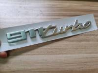 โลโก้ตัวอักษร 911 เทอร์โบ พอร์ช ปอร์เช่ สีเงินด้าน 2021 Porsche * 911 Turbo * 3.7 992 S Coupe letter rear trunk logo emblem