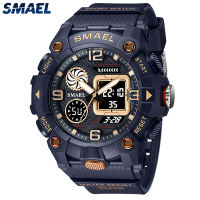 SMAEL นาฬิกาผู้ชายหรูหราแบรนด์ Baju Atasan Asli นาฬิกาแฟชั่นทหารกีฬา LED ดิจิตอลจอแสดงผลกลางแจ้งจับเวลากันน้ำนาฬิกาลำลองควอตซ์