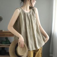 Gifts Fast Shipping The New Summer Retro Lady Vest Sleeveless Inside With A Loose Pull -Up Band Top Is Thin