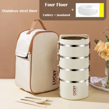 Insulated Bag Ice Pack Japanese 2-Tier Bento Lunch Box Flower Set G