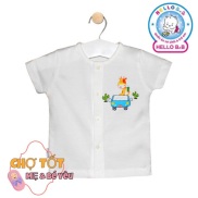 Áo Tay Ngắn Cúc Giữa Cho Bé Sơ Sinh Cotton Hello B&B Cao Cấp