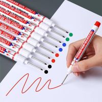 4 Pcs/Set Long Head Markers Pen Bathroom Woodworking Decoration Multi-purpose Deep Hole Marker Pens Pen Red/Black/Blue Ink Highlighters Markers