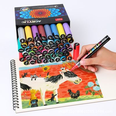 Roise Colorful Acrylic Paint Pens Brush Marker Pen for Rock Painting Stone Ceramic Glass Wood Canvas DIY Art Making Supplies