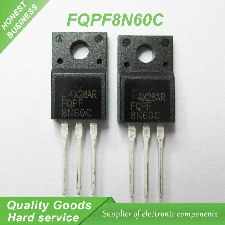 10pcs FQPF8N60C 8N60C 8N60 600V 8A MOSFET N-Channel transistor TO-220F ...