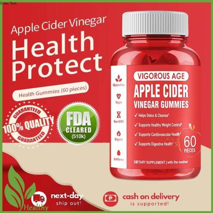 Apple Cider Vinegar Gummies Vitamin C Healthy Vegan Weight Loss Fruity