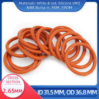 โอริง CS 2.65 มม. ID 31.5 มม. OD 36.8 มม. วัสดุพร้อมซิลิโคน VMQ NBR FKM EPDM ORing Seal Gaske-Lusjeh