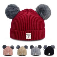 【hot sale】﹊❀ C05 kids baby boy warm winter wool winter wool knitted fur ball pom pom bobble hat cap