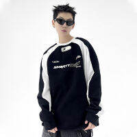 HOUZHOU Y2K เสื้อผู้ชาย Vintage เกาหลี Streetwear รถจักรยานยนต์ Patchwork Harajuku Pullover Hippie ชายเสื้อฤดูใบไม้ผลิ