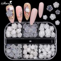 【hot sale】 ✺▨ B50 Monja 60 Pcs/Box 3D Pearl White Camellia Nail Decoration Glitter Crystal Flower Ornaments DIY Manicure Accessories