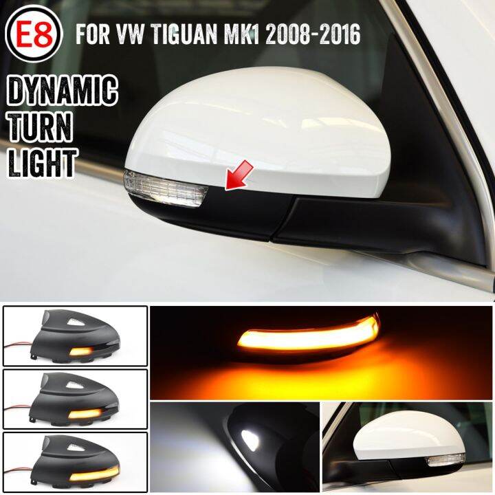 Pair Dynamic LED Door Turn Signal Light Mirror Indicator + Puddle Lamp For VW Tiguan MK1 5N