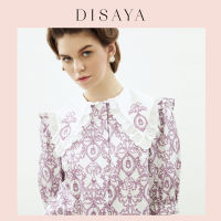 [DISAYA] - Jewelry Print Blouse with Collar Detail เสื้อเบลาส์ลายปริ้นท์ Jewelry ดีเทลคอปก