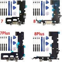 พอร์ตชาร์จ USB Dock Connector Flex Cable ไมโครโฟน ชิ้นส่วนเปลี่ยนหูฟังสําหรับ iPhone 7 7Plus 8G 8 Plus เครื่องมือซ่อมแซม