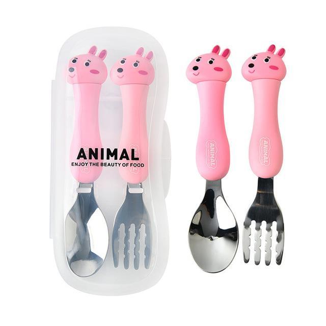 cartoon-creative-stainless-steel-cutlery-two-piece-set-fork-spoon-portable-student-children-39-s-cutlery-set-kitchen-supplies