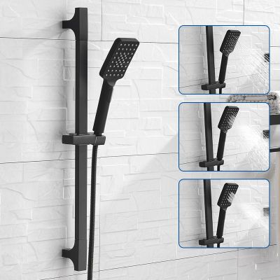 High Quality Black Shower Sliding Bar Set Wall Mounted Shower Bar Adjustable Sliding Rail Set 3 Functions Shower Head Minimalist  by Hs2023