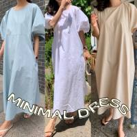 พร้อมส่ง ?? minimal puff dress C3750 เดรสยาวมินิมอล เดรสยาวแขนพองมินิมอล มี 3 สี ขาว ครีม เขียว