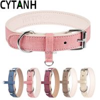 ℡●☸ Solid Color Leather Dog Collar Colorful Cat Necklace Adjustable Puppy Neck Strap Suitable For Medium And Small Dogs Pet Supplies