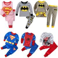 เด็กเด็กผู้ชายเด็กผู้หญิง S Uperhero แขนยาวเสื้อยืดชุดนอนชุดนอน Loungewear