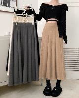 ❧ 55927 Autumn New Style Wool Knitted High Waist Slimmer Look Loose Large Swing Umbrella Skirt