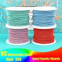 hotx【DT】 SS6 2mm 1 yard Pink /Green/Blue Glass Rhinestone Cup Chain Glitter Trim Wedding Decoration