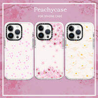 เคสโทรศัพท์ดอกไม้บานเชอร์รี่สีชมพู INS สำหรับ iPhone 15 14 Plus 13 12 Pro Max 11 15Plus ปลอกด้านหลังโปร่งใส TPU นิ่มเคสทนต่อแรงกระแทก