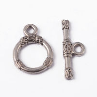 20Set  Tibetan Style Alloy Toggle Clasps Ring Antique Silver Cadmium Free &amp; Lead Free Ring: 18x13x2mm Hole: 2mm Bar: 21x2mm Hole: 2mm