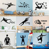 Football Soccer Custom Name Vinyl Wall Sticker Personalized Name Wall Decals For Kids Boys Room Mural Bedroom Decor Poster Art2023