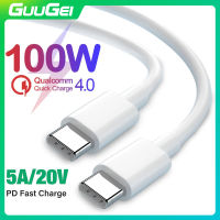 GUUGEI PD 100W 5A/20V USB C ถึง USB Type-C ชาร์จไฟรวดเร็วสายสำหรับข้อมูลแล็ปท็อป M-Ac สายข้อมูลโทรศัพท์มือถืออุปกรณ์ชาร์จเร็ว