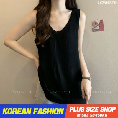 Plus size tanktop❤ เสื้อกล้ามสาวอวบ ไซส์ใหญ่ ผู้หญิง ทรงหลวม cotton สีดำ ฤดูร้อน สไตล์เกาหลีแฟชั่น V728