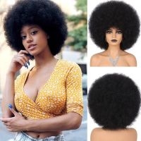 Womens Short Afro Kinky Curly Hair Wigs for Black Women Large Bouncy Soft Natural Looking Premium Synthetic Hair Wigs for Women