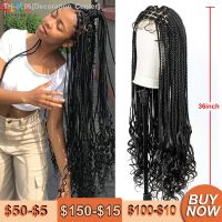 36 Inches Braided Wigs Synthetic Lace Front Wigs with Baby Hair Braided Wigs with Water Wave for Black Women Long Braided Wig [ Hot sell ] Decoration Center