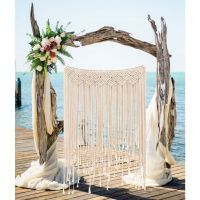 OurWarm Macrame Wall Hanging 39 x 45 (100 x 115cm) Cotton Handmade Woven Wall Tapestry Boho Wedding Backdrop Wall Decoration