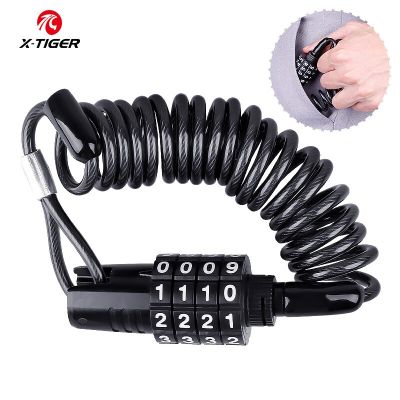 X-Tiger Bike Lock Cable Chain High Security Bike Password 4 Digit Resettable Combination Coiling Bicycle Cable Lock Accessories Locks