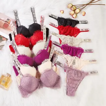 ONE Set] Victoria's Secret Gel Pushup Plunge Bra+Panty Set/Bra And