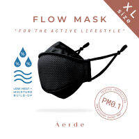 FLOW Mask XL Size by Āerde (แอร์เด้) —  Black / สีดำ • เหมาะสำหรับออกกำลังกายเบาๆ • กรองฝุ่นละออง 99.9% PM0.1 – PM2.5 • ฟิลเตอร์นาโนไฟเบอร์ • [earthtonestore]