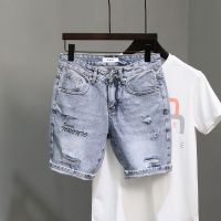 CODyx648 Summer Five-Point Ripped Pants Jeans Men Korean Version Slim-Fit Shorts Street Wear Mens Clothing Boys Middle