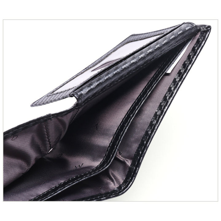 กระเป๋าเงินคาร์บอนไฟเบอร์สีดำ-กระเป๋าใส่เงินมีช่องใส่บัตรหลายช่องพร้อมกระเป๋าสตางค์ใส่บัตรสำหรับผู้ชาย