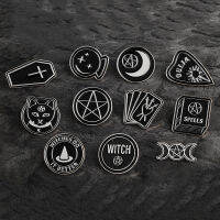 อุปกรณ์ปาร์ตี้ฮาโลวีน Punk Dark Black Ouija Moon Dagger Heart Crystal Ball Spells แม่มด Coffin Enamel Lapel Pin