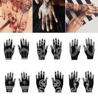 TANGXU926926929 1 Pair Hot Sale Fashion Mehndi Indian Style Makeup Temporary Hand Decal DIY Body Art Henna Template Sticker Tattoo Stencils