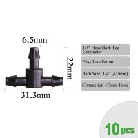 【High-quality】 1/4 "ท่อ Dripper น้ำ Tee Connector พลาสติกหนาม4/7Mm ท่อรดน้ำ Coupling Joint สวนหยดชลประทานเครื่องมือ