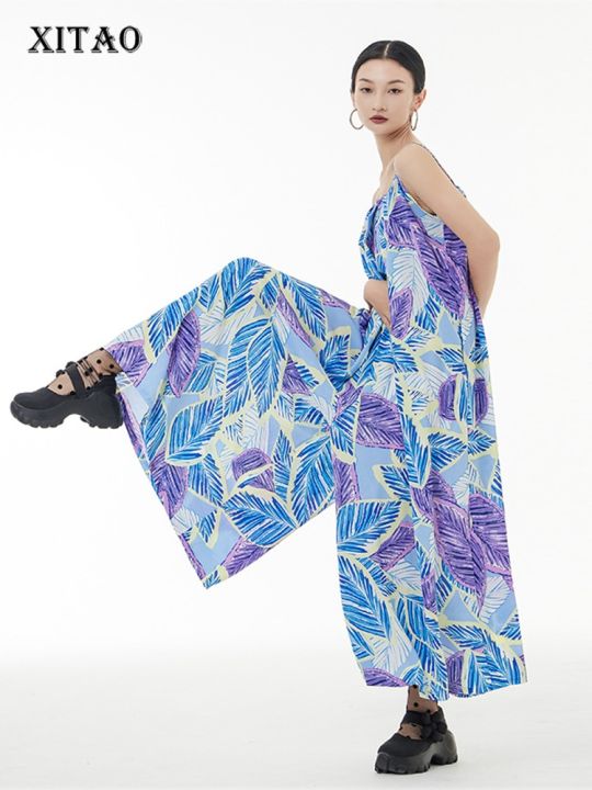 xitao-jumpsuit-loose-casual-women-print-wide-leg-jumpsuit