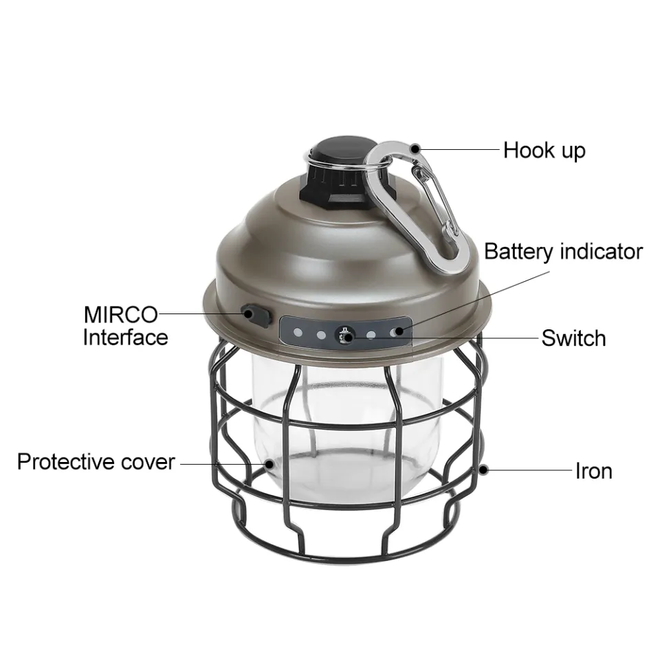 vintage led camping lantern rechargeable metal