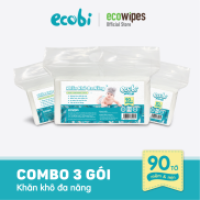 3 túi Khăn khô đa năng ECOBI 90 tờ - Dùng thay khăn sữa