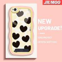 เคส JIUMOO สำหรับ Xiaomi Redmi 4A 5A 6A แฟชั่นสีดำและสีขาวรักดีไซน์ใหม่โคโลร์ขอบคลื่นนุ่มเคสมือถือกันกระแทกแบบใสเก๋ไก๋กรอบโปร่งใสลายกล้องถ่ายรูปซิลิกาเจลป้องกัน