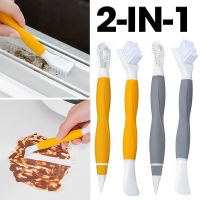 ▽✚♕ 2-in-1 Plastic Clean Brush Multi-purpose Cleaner for Window Frame Sliding Door Groove Hand-held Cup Cleaning Brush Cleaning Tool