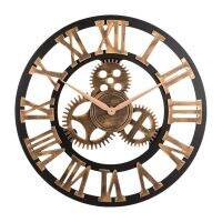 19.68 Inch 3D Rustic Wall Clock with Gear Decorative Vintage Clock with Roman Numerals for House Warming Gift