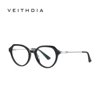 VEITHDIA แว่นตากรอบแว่นตาโลหะใหม่แว่นตาป้องกันแสงสีฟ้าแฟชั่นของผู้หญิงตาแมว BJ9218แว่นตาแบบแบน