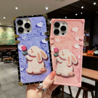 FELIXIO เคสซองนุ่มกันกระแทกป้องกันฝาหลังสำหรับ iPhone X XS XR Max 7 8 Plus สำหรับ iPhone 11 12 13 14 Pro Max Plus Mini กระต่ายน่ารักการ์ตูนเคสโทรศัพท์ซิลิโคนขอบสี่เหลี่ยม