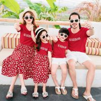 Summer Family Matching Clothes Mother Daughter Dresses Dad and Son Matching T-shirt &amp;Shorts Matching Couple Outfits Family Look